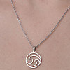 201 Stainless Steel Hollow Wave Pendant Necklace NJEW-OY001-29-1