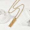 304 Stainless Steel Clear Cubic Zirconia Rectangle Constellation Pendant Necklaces for Women Men NJEW-S435-01G-D-3