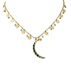 304 Stainless Steel Pave Green Cubic Zirconia Moon Pendant Necklaces for Women NJEW-F362-03G-2