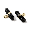 Natural Obsidian Double Terminal Pointed Pendants G-NH0001-15G-06-2