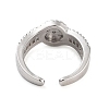 Rack Plating Brass Micro Pave Cubic Zirconia Round Open Cuff Rings for Women RJEW-C080-07P-3