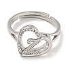 Heart with Letter Rack Plating Brass Micro Pave Cubic Zirconia Adjustable Rings for Women RJEW-I105-06P-Z-2