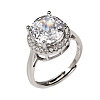 Adjustable 925 Sterling Silver Micro Pave Cubic Zirconia Cuff Rings for Women RJEW-F183-01B-01-4