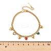 304 Stainless Steel Rhinestone Heart Charm Bracelets BJEW-V011-01G-01-2