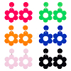 6 Pairs 6 Colors Flower Acrylic Dangle Stud Earrings with Steel Iron Pins for Women EJEW-AN0004-03-1