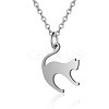 Non-Tarnish 201 Stainless Steel Kitten Pendant Necklaces NJEW-T009-JN126-40-1-1
