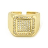 Brass with Cubic Zirconia Open Cuff Rings RJEW-U011-06B-G-2