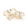 Butterfly Brass Pave Clear Cubic Zirconia Brooches for Backpack Clothes JEWB-Z037-01G-2