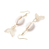 Natural Cowrie Shell Glass Dangle Earrings EJEW-JE06385-06-4
