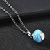 Synthetic Turquoise Rondelle Pendant Urn Ashes Necklaces NJEW-K393-01P-2