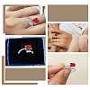 2Pcs Brass Enamel Rose Finger Ring for Women RJEW-LP0001-41-4
