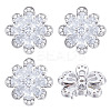 4Pcs 1-Hole Brass Pave Clear Cubic Zirconia Buttons BUTT-MA0001-15B-P-1