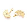 925 Sterling Silver Micro Pave Clear Cubic Zirconia Textured Leaf Charms STER-T008-52G-2