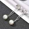 304 Stainless Steel Flower Dangle Stud Earrings EJEW-C096-54P-4