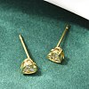 Clear Cubic Zirconia Heart Stud Earrings EJEW-K093-24G-4