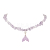 Natural Ametrine Chip & Imitaton Round Pearl Beaded Adjustable Necklaces NJEW-JN05227-04-2