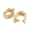 Oval Brass Micro Pave Clear Cubic Zirconia Fold Over Clasps KK-A269-42G-2