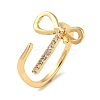 Brass with Cubic Zirconia Open Cuff Rings RJEW-B052-02G-1