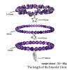 3Pcs Alloy & Natural Amethyst Beads Charm Bracelets DY7954-1-3