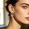 304 Stainless Steel Cubic Zirconia Hoop Earrings for Women SA-CBAF36C-05G-1