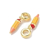 Brass Gold Enamel Pencil European Dangle Charms KK-K293-74G-2