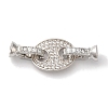 Coffee Bean Rack Plating Brass Micro Pave Clear Cubic Zirconia Fold Over Clasps KK-A225-10P-1