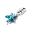 7Pcs 7 Styles Dyed Synthetic Turquoise Starfish & Alloy Sea Animals Pendants PALLOY-JF03754-04-5