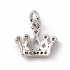 Brass Micro Pave Clear Cubic Zirconia Crown Charms ZIRC-F132-64P-2