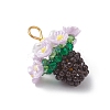 Resin Glass Seed Beaded Flower Pendants PALLOY-MZ01106-4