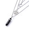 Bullet Synthetic Black Stone Pendant Tiered Necklaces NJEW-JN02457-04-3