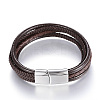 Leather Cord Multi-strand Bracelets BJEW-K141-29B-1