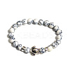 Synthetic Turquoise Round Beaded Stretch Bracelet with Turtle UL4697-5-1