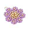 Glass Seed Beaded Flower Pendants PALLOY-MZ01181-05-3