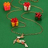 Christmas Deer 304 Stainless Steel Enamel Pendant Necklaces for Women FS-WG69B7B-01-5