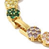 Rack Plating Brass Pave Cubic Zirconia Flower Link Chain Bracelets for Women BJEW-A018-03G-02-3
