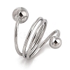 Non-Tarnish 304 Stainless Steel Wire Wrap Spiral Cuff Rings for Women RJEW-G315-08B-P-1