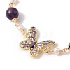 Adjustable Round Natural Amethyst & Natural Pearl Slider Bracelets BJEW-C068-07G-3