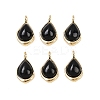 Natural Black Onyx(Dyed & Heated) Teardrop Charms KK-B157-33B-G-1