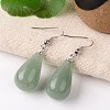 Natural Green Aventurine Teardrop Dangle Earrings EJEW-J086-04-1