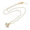 Rack Plating Brass Clear Cubic Zirconia Bee Pendant Box Chain Necklaces NJEW-P317-05G-2