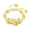 Flower Glass & Acrylic Braided Bead Adjustable Bracelets for Women BJEW-JB10446-04-1