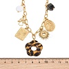 304 Stainless Steel & Resin & Imitation Pearl Multi-Pendant Bib Necklaces for Women SA-CBA717A-03G-01-4