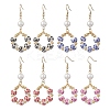 Printed Porcelain Round Dangle Earrings EJEW-JE06838-1