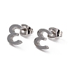 Tarnish Resistant 304 Stainless Steel Greek Alphabet Stud Earrings STAS-D007-07P-12-1