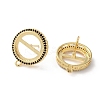 Brass Micro Pave Black Cubic Zirconia Stud Earrings Findings KK-R215-09G-01-2