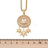201 Stainless Steel Woven Web/Net with Leaf Pendant Necklaces LS-NJEW-K283-07G-3