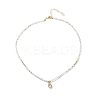 Cubic Zirconia Teardrop Pendant Necklace with Natural Moonstone Beaded Chains NJEW-JN04121-03-1