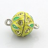 Platinum Plated Round Alloy Enamel Magnetic Clasps with Loops ENAM-P099-06-2