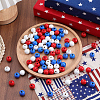 138Pcs 3 Colors Independence Day Spray Painted Wooden European Beads WOOD-GF0002-09-4