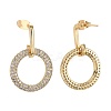 Brass Micro Pave Clear Cubic Zirconia Dangle Stud Earrings EJEW-F256-05G-2